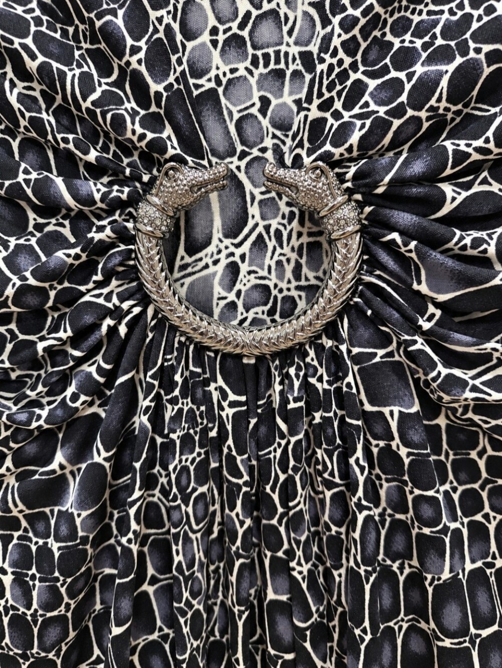 Sky 100% Silk Snake Print Blouse Top with Double Snake Embellishment Small - Picture 3 of 5